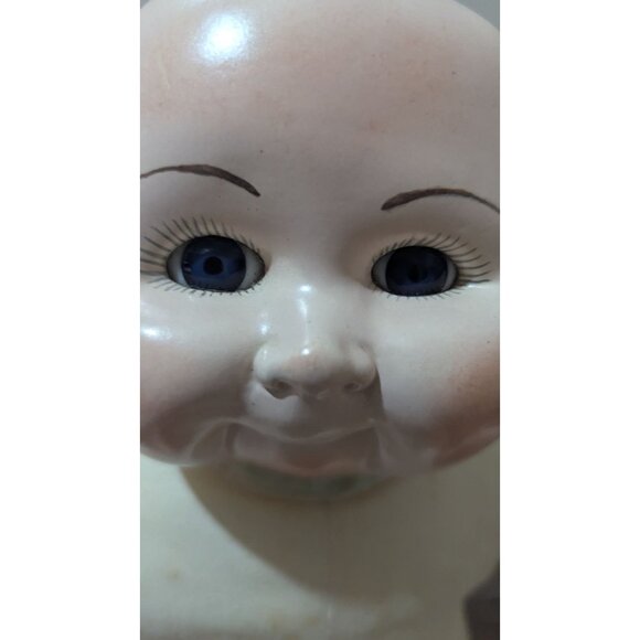 Vintage  Baby Doll Blue Eyes & Painted Features 16"Porcelain ceramic Cloth - Picture 7 of 12